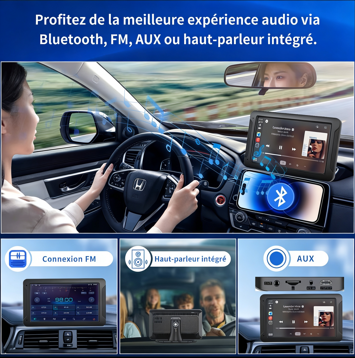 Écran 7 pouces HD+ compatible CarPlay & Android