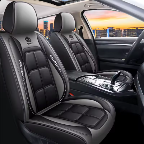 Housse de siège voiture cuir PU ergonomique 3D - Gris