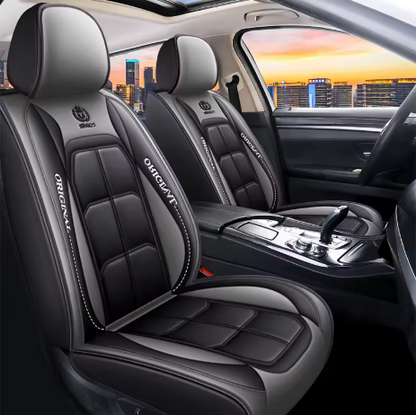 Housse de siège voiture cuir PU ergonomique 3D - Gris