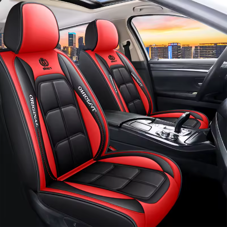 Housse de siège voiture cuir PU ergonomique 3D - Rouge