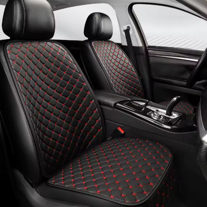 Housse de siège voiture cuir matelassé - Broderie rouge