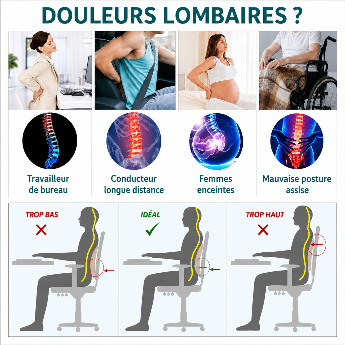 Coussin Ergo-Dos Voiture — Confort Longue Route