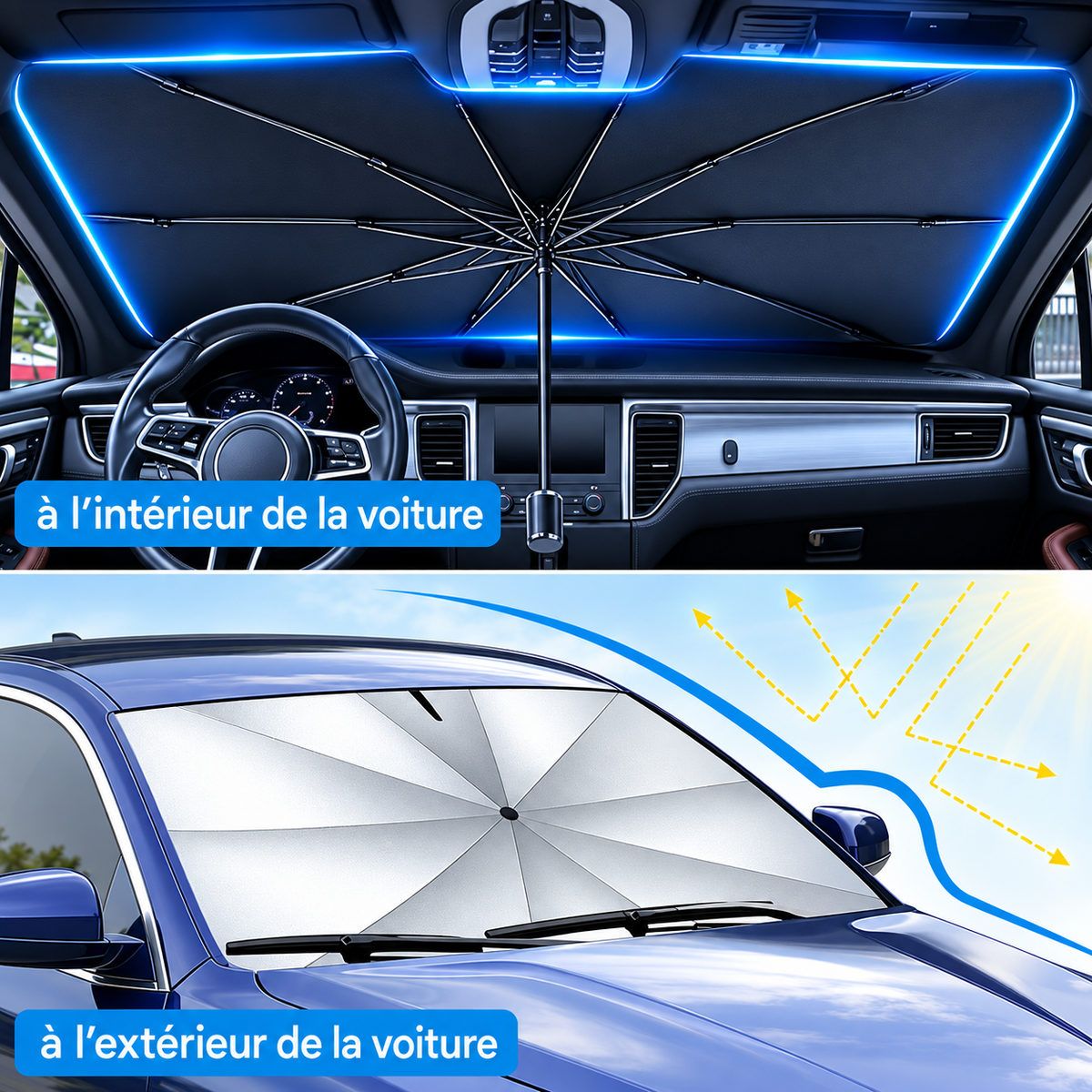 Pare-Soleil Parapluie Rétractable Voiture — Protection UV Express