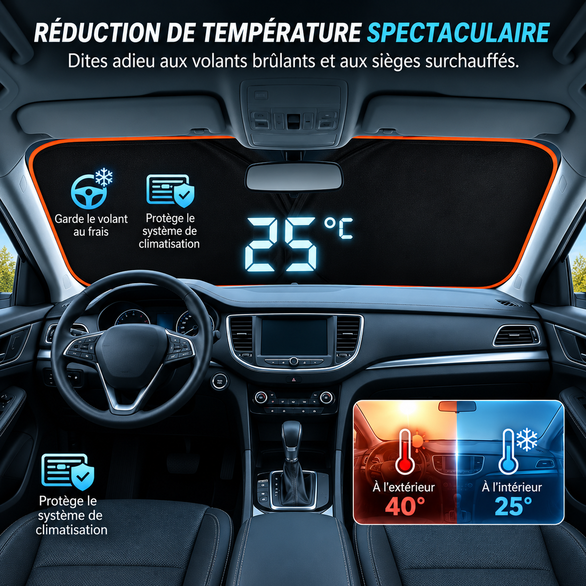 Bouclier Pare-Brise Voiture 4 Saisons — Neige, Glace & Soleil