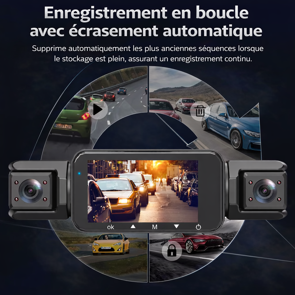 Dashcam 3 Objectifs 1080P HD+ WiFi