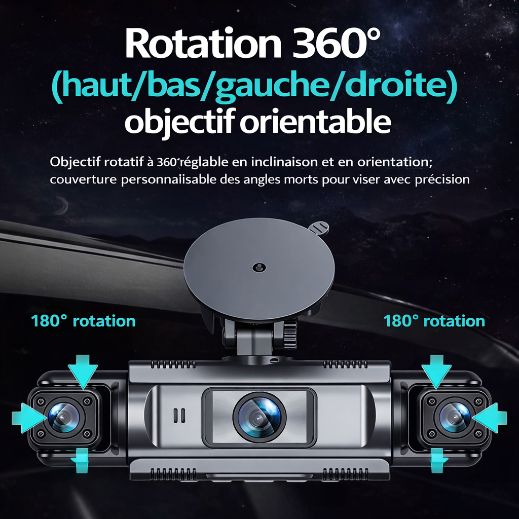 Dashcam 3 Objectifs 1080P HD+ WiFi