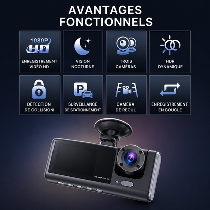 Dashcam Compacte 2 Objectifs 1080P WiFi