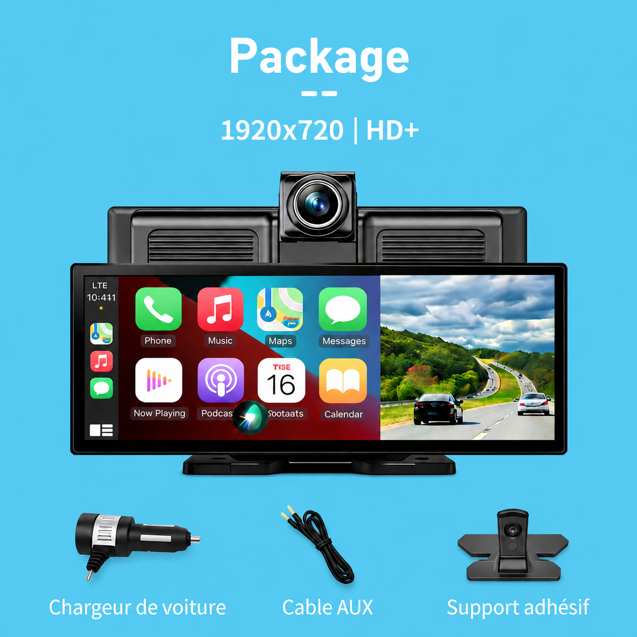 Écran 10,26 Pouces 4K avec Dashcam compatible CarPlay/Android