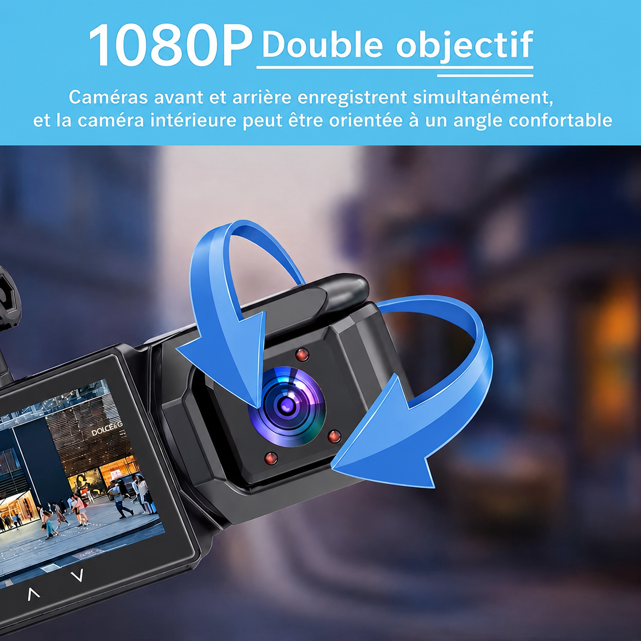 Dashcam 2 Objectifs 1080P HD+ WiFi