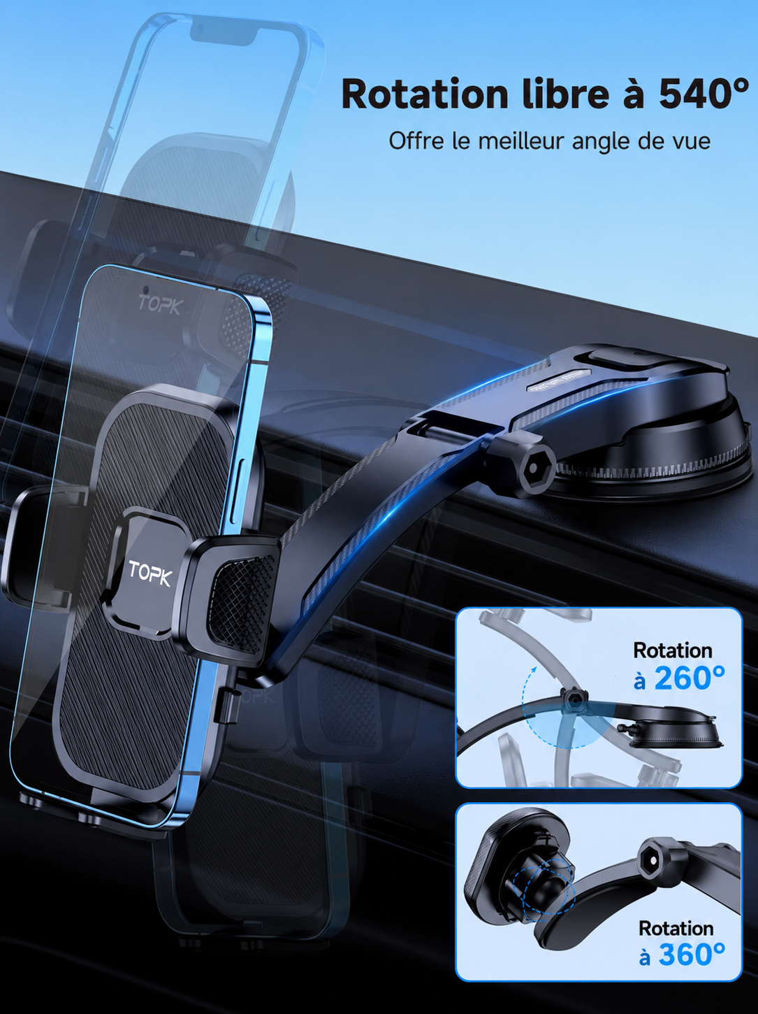 Support Téléphone à Ventouse Universel