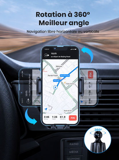 Support Téléphone Auto Solide à Fixation Clime