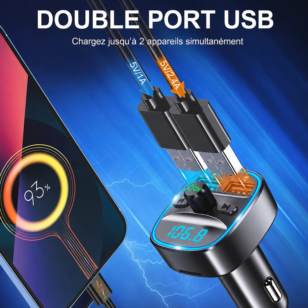 Transmetteur FM Bluetooth Voiture