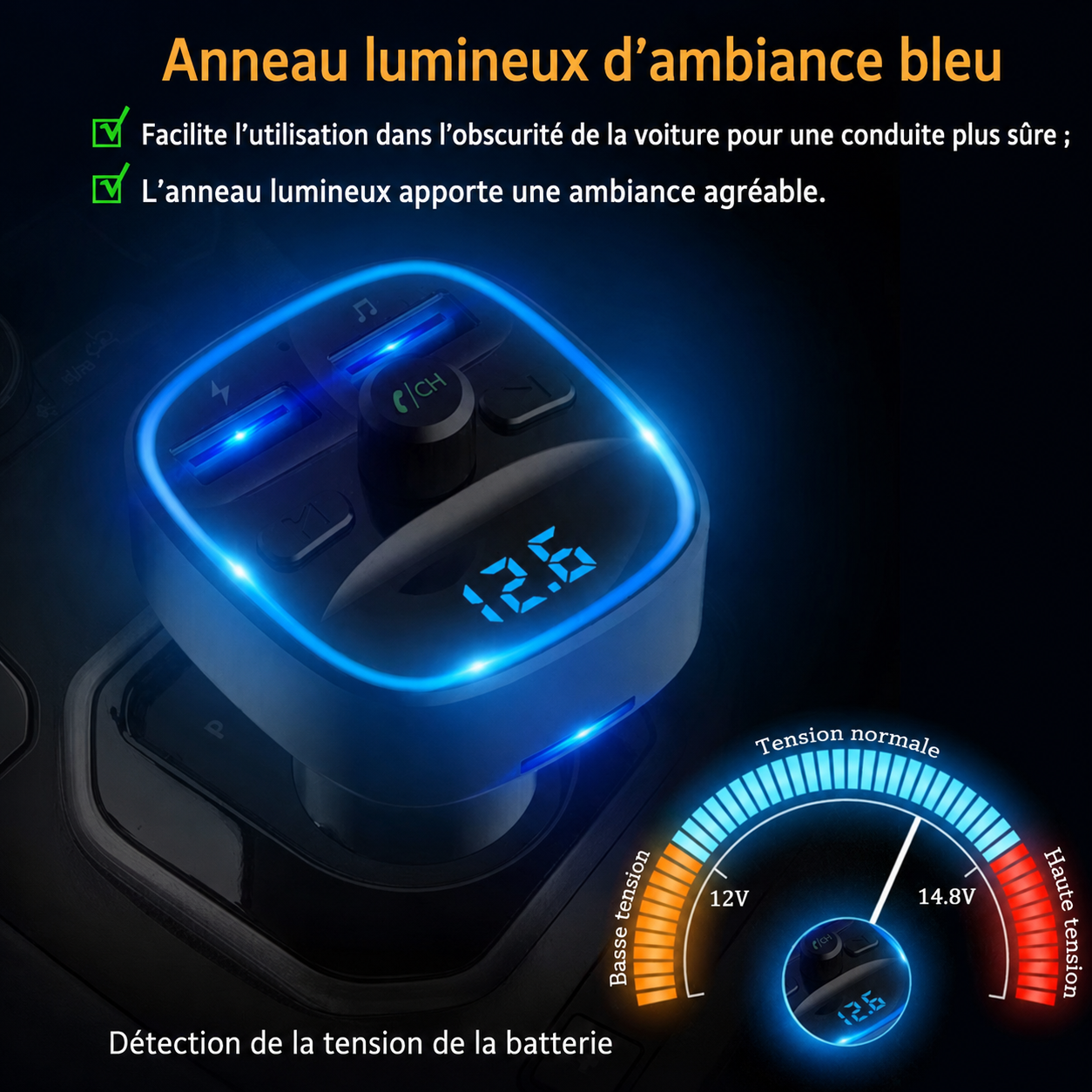 Transmetteur FM Bluetooth Voiture