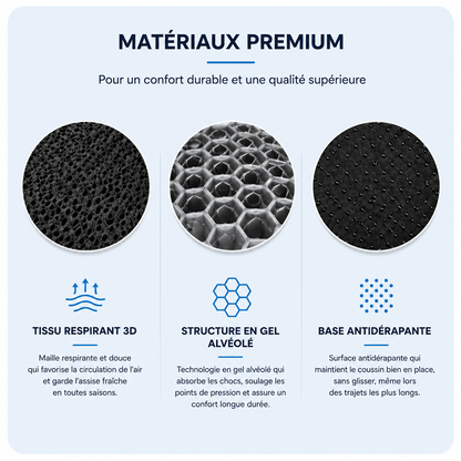 Coussin Assise Voiture Soie Glacée — Fraîcheur & Respirant