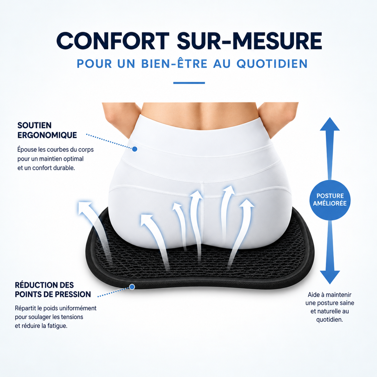 Coussin Assise Voiture Soie Glacée — Fraîcheur & Respirant