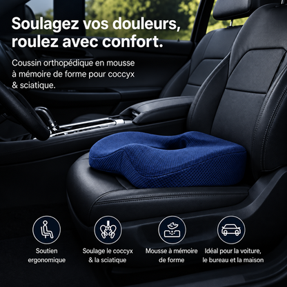 Coussin Orthopédique Voiture — Confort Lombaire & Coccyx