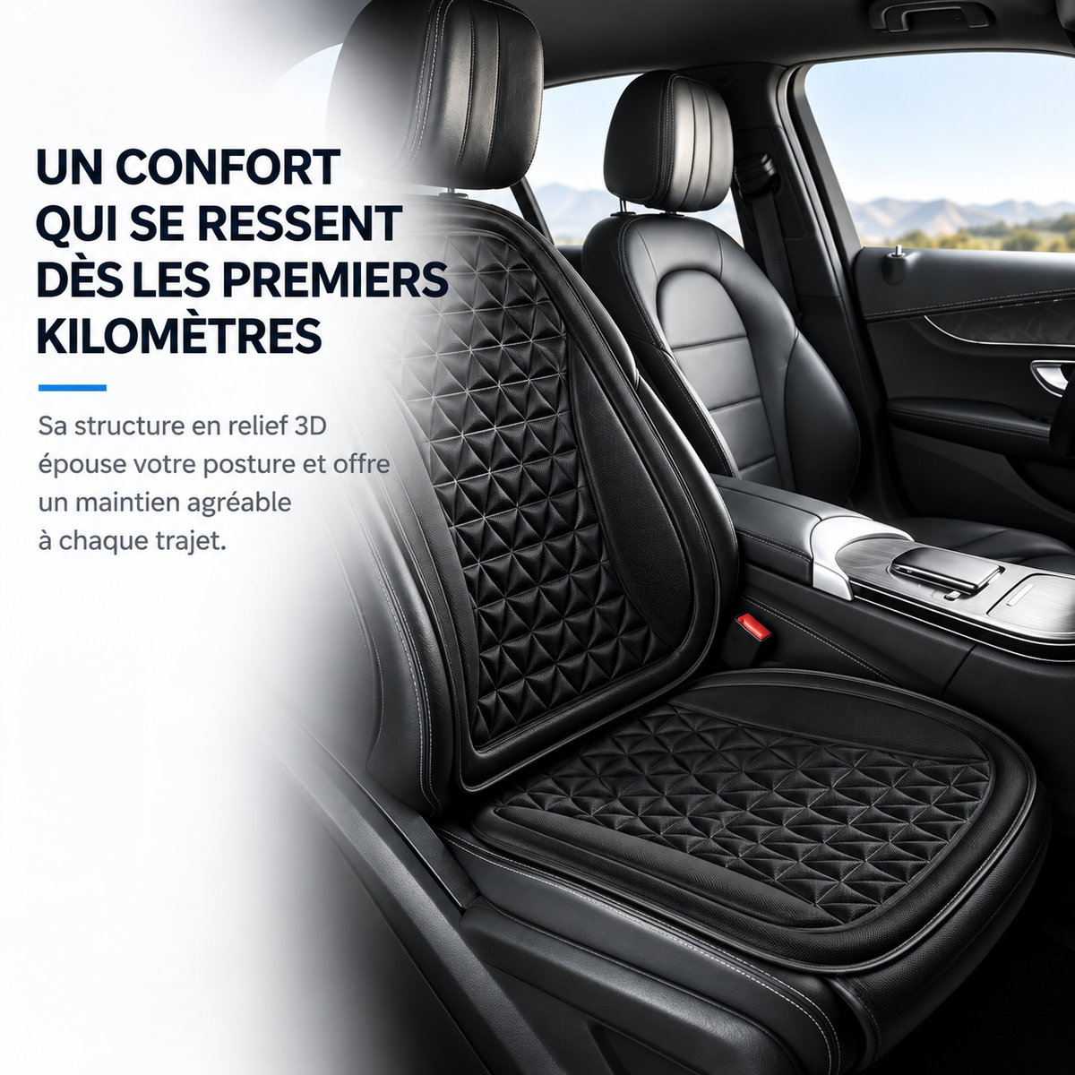 Housse de Siège Voiture Ergonomique Respirante 3D — Confort & Maintien