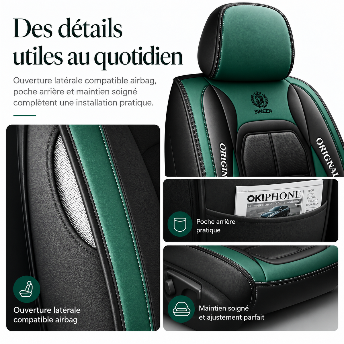 Housse de Siège Voiture Cuir PU Ergonomique 3D — Finition Premium