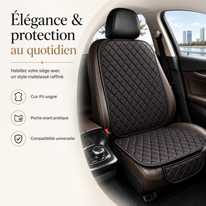 Housse de Siège Voiture Cuir Matelassé — Coutures Croisées