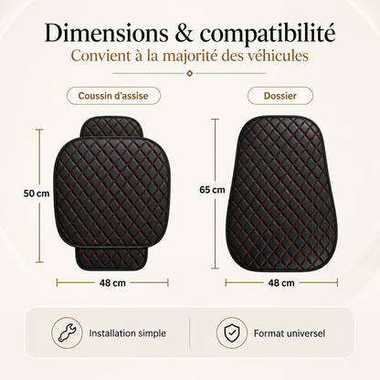 Housse de Siège Voiture Cuir Matelassé — Coutures Croisées