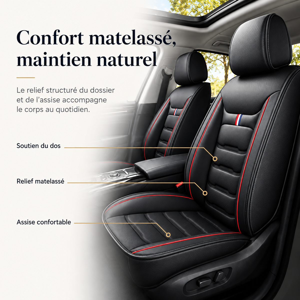 Housse de Siège Voiture Cuir PU Matelassée — Confort Ligne Élégante