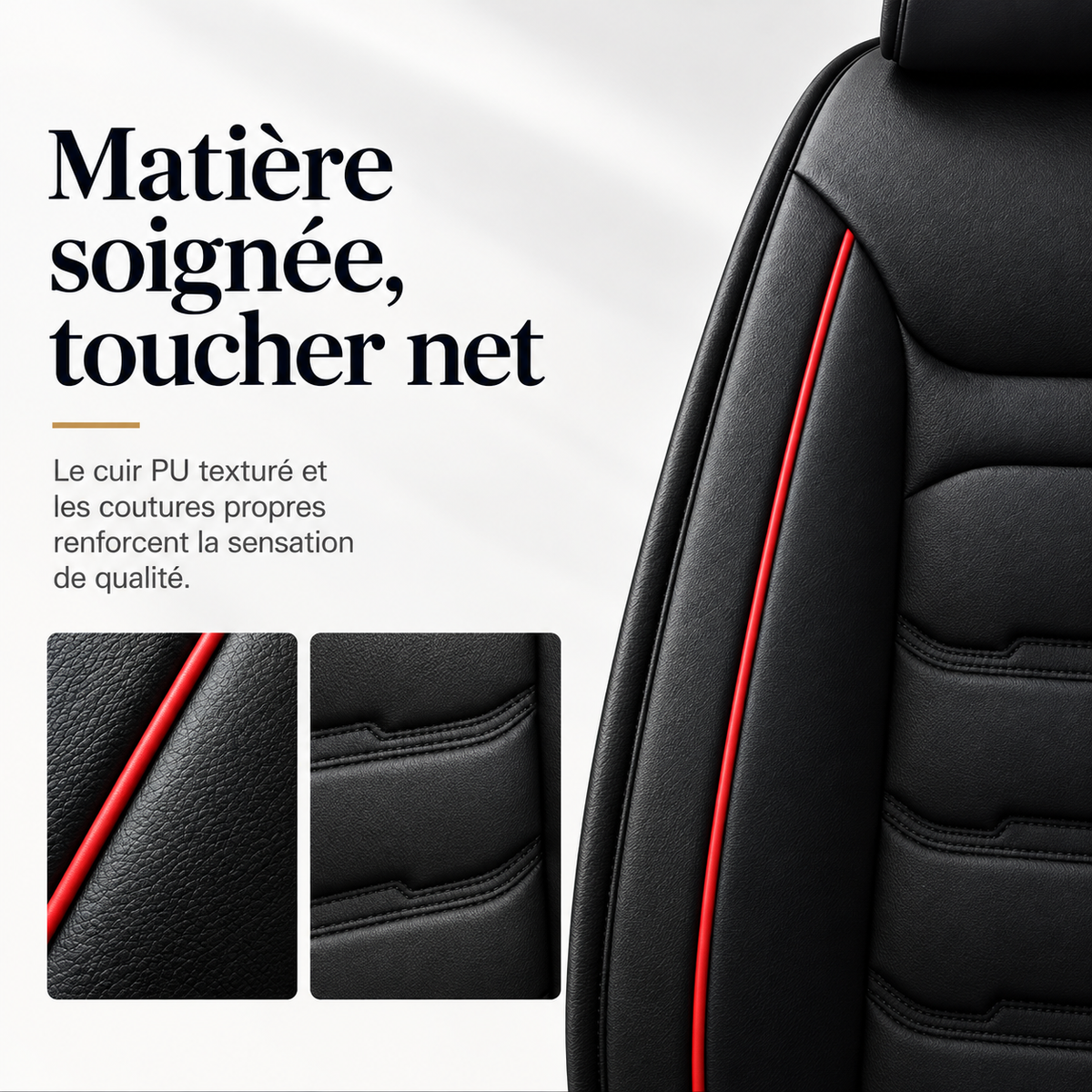 Housse de Siège Voiture Cuir PU Matelassée — Confort Ligne Élégante