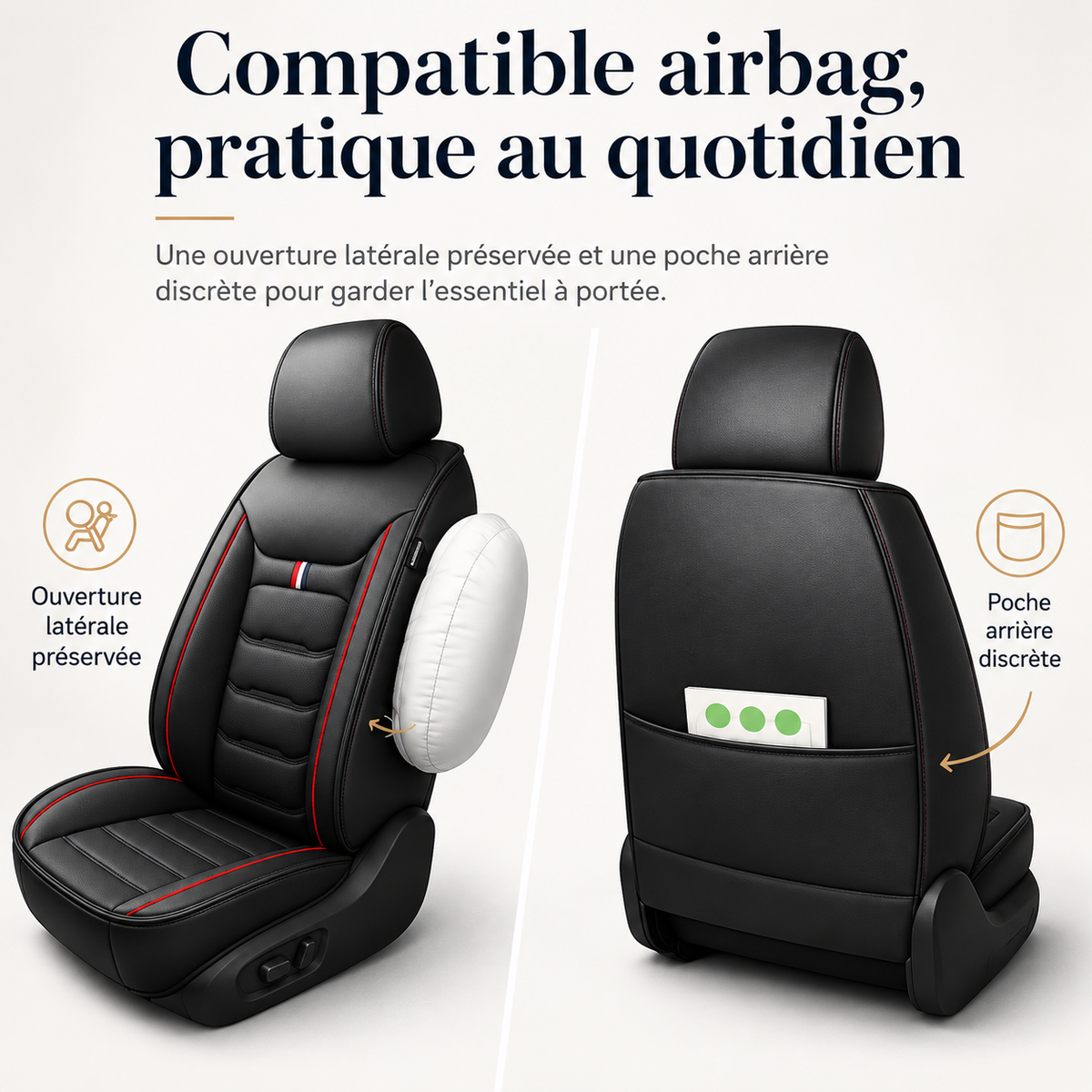 Housse de Siège Voiture Cuir PU Matelassée — Confort Ligne Élégante
