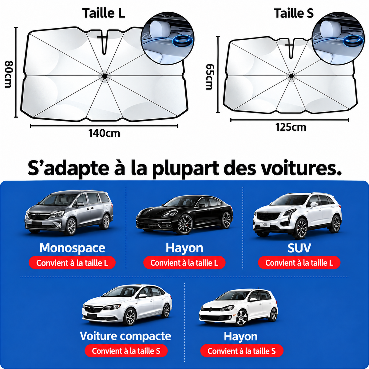 Pare-Soleil Parapluie Rétractable Voiture — Protection UV Express