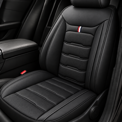 Housse de siège voiture cuir PU matelassée - Noir