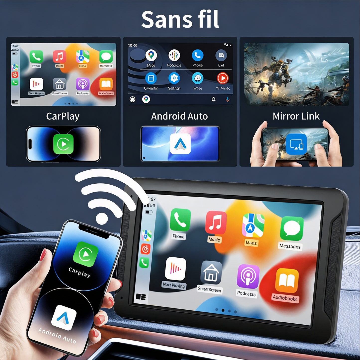 Écran 7 pouces HD+ compatible CarPlay & Android
