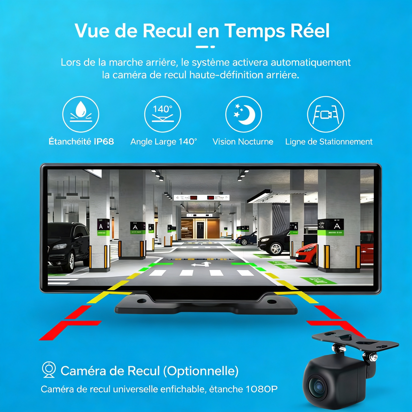 Écran 11,26 Pouces 4K avec Dashcam compatible CarPlay/Android