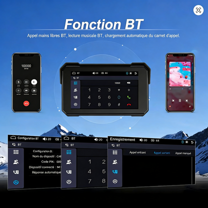 Écran 5 pouces HD+ compatible CarPlay & Android pour Moto