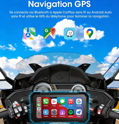 Écran 5 pouces HD+ compatible CarPlay & Android pour Moto