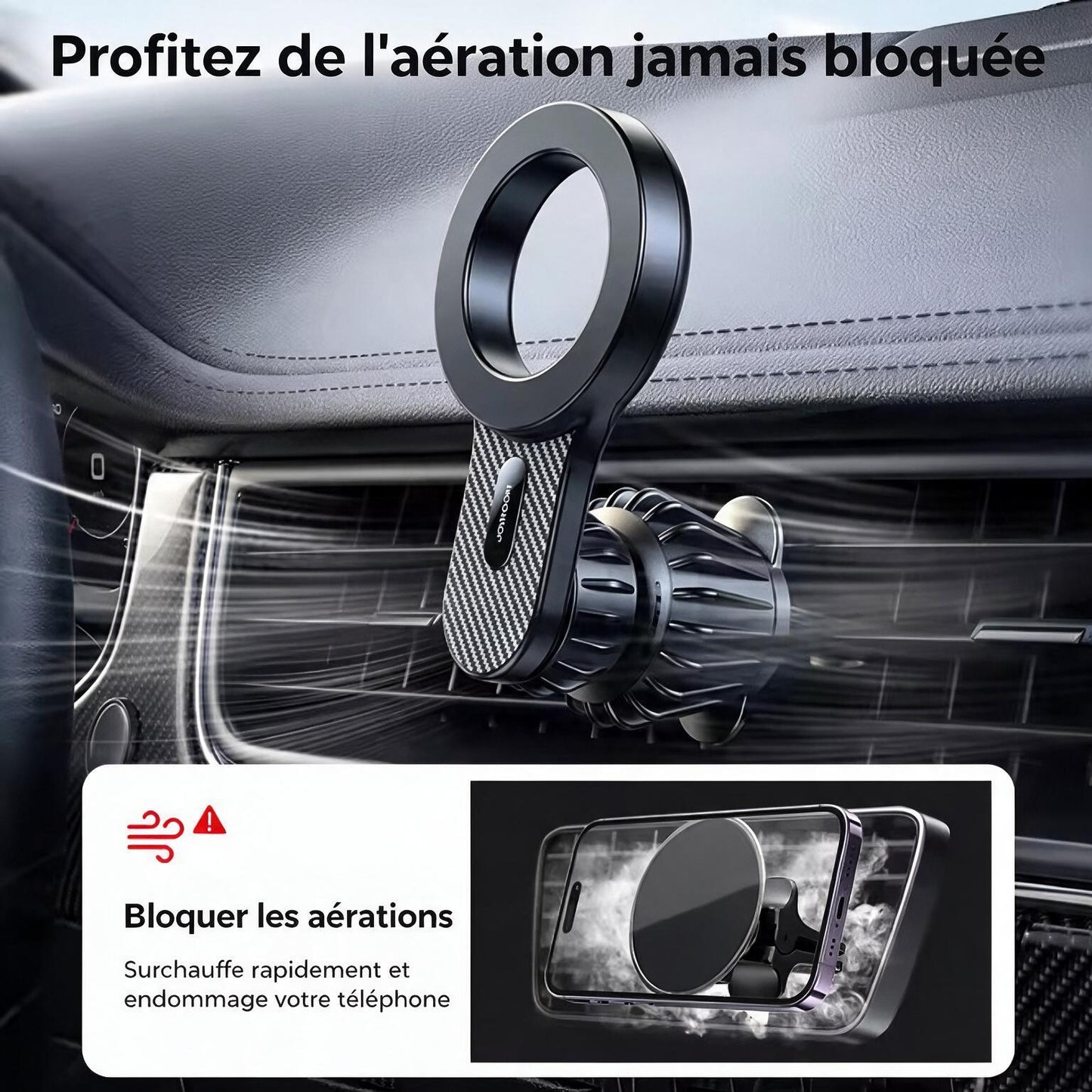 Support Téléphone Voiture Magnétique Grille Aération MagSafe