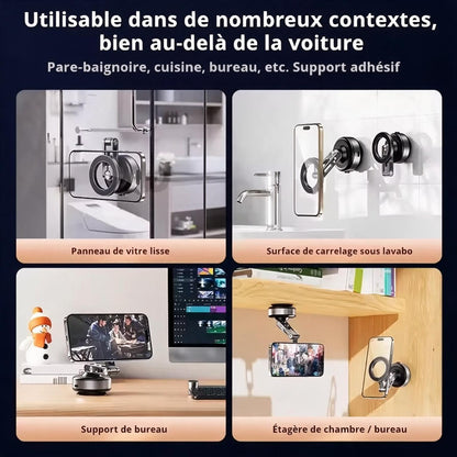 Support Téléphone Voiture Bras Articulé Aluminium MagSafe