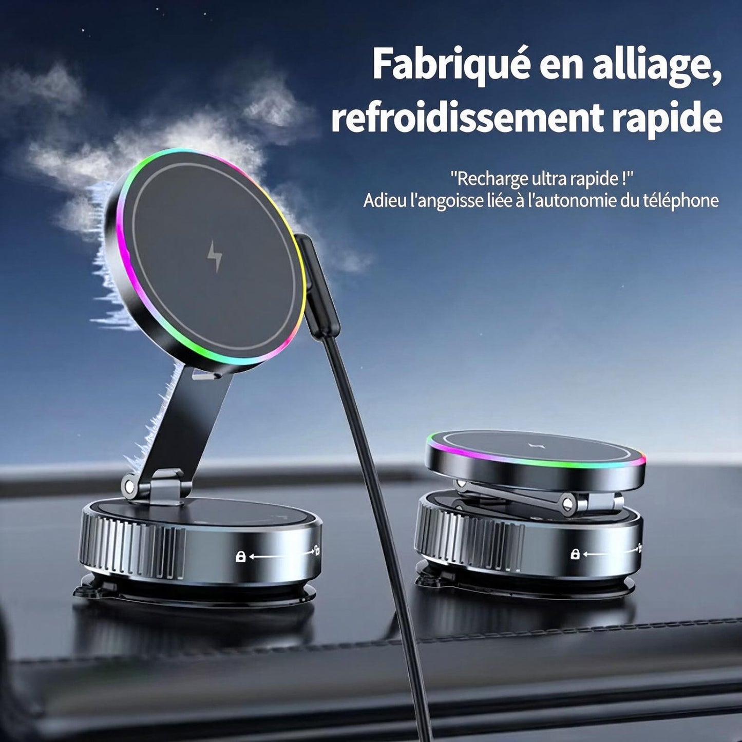 Support Téléphone Voiture Magnétique MagSafe avec Charge Sans Fil 15W