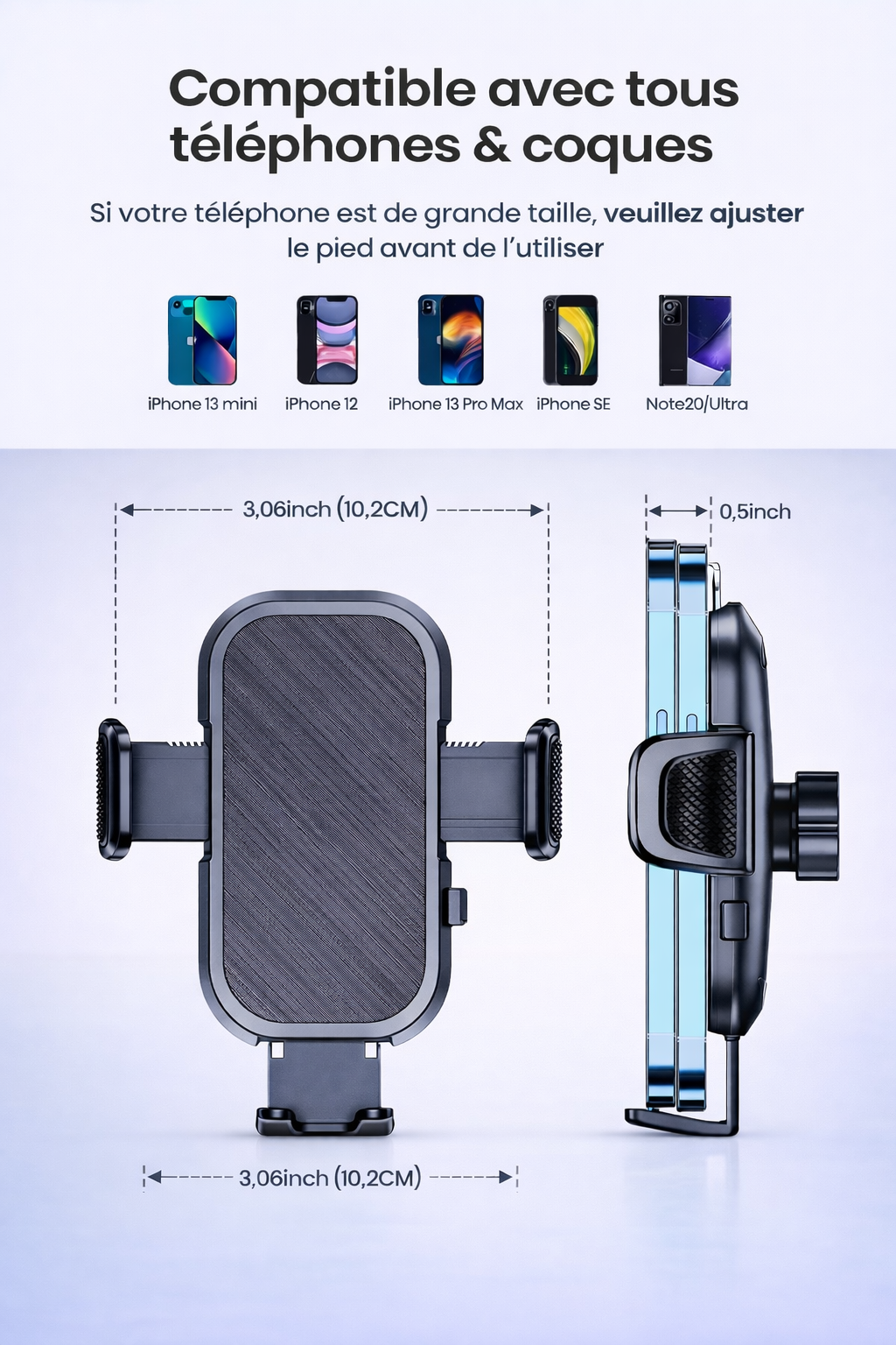 Support Téléphone Auto Solide à Fixation Clime