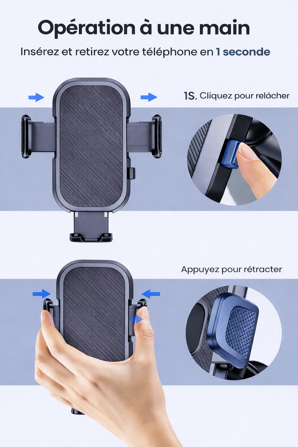 Support Téléphone Auto Solide à Fixation Clime